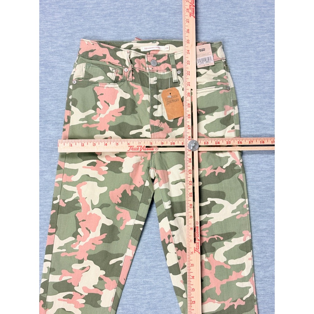 Levis 721 High Rise Skinny Jeans Womens 28 Pink Green Camo Camouflage Denim - Picture 6 of 15